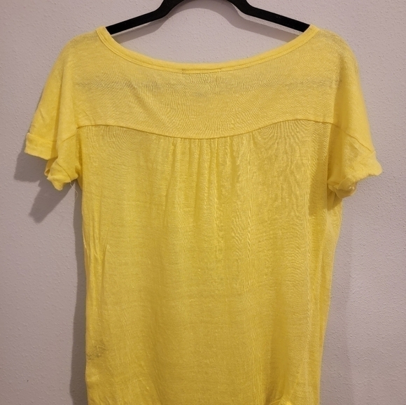 Lauren by Ralph Lauren 100% Linen Sunshine Yellow Gathered back Top Size small - Picture 7 of 8